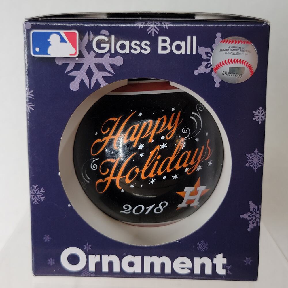 MLB Houston Astros Christmas Glass Ball Ornament "Happy Holiday 2018" - NEW